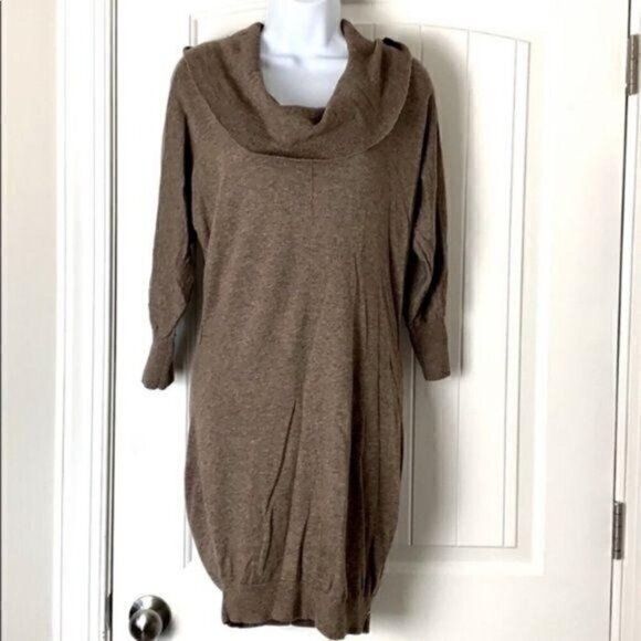 Express Womens Tunic Sweater Brown Heathered Long Sleeve Stretch Cowl Neck XS - Picture 1 of 7